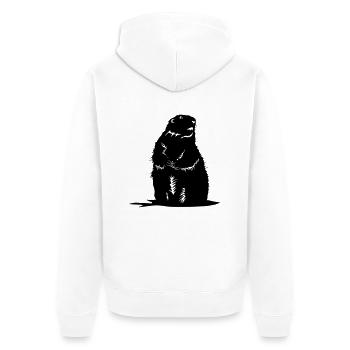 Murmeltier - Unisex Premium Bio Zip Hoodie - Weiß - Hinten - Thijin (182cm)
