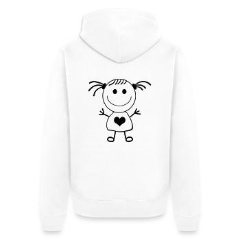 Mädchen Strichmännchen - Unisex Premium Bio Zip Hoodie - Weiß - Hinten - Thijin (182cm)