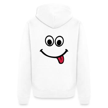 Gesicht - Unisex Premium Bio Zip Hoodie - Weiß - Hinten - Thijin (182cm)