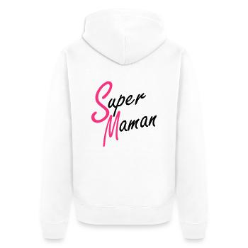 Super Maman - Unisex Premium Bio Zip Hoodie - Weiß - Hinten - Thijin (182cm)