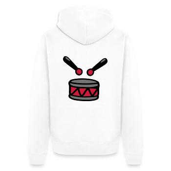 Trommel 3 - Unisex Premium Bio Zip Hoodie - Weiß - Hinten - Thijin (182cm)