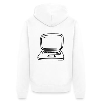 Laptop,Computer,Anzeige,Internet,digital,tragbar - Unisex Premium Bio Zip Hoodie - Weiß - Hinten - Thijin (182cm)