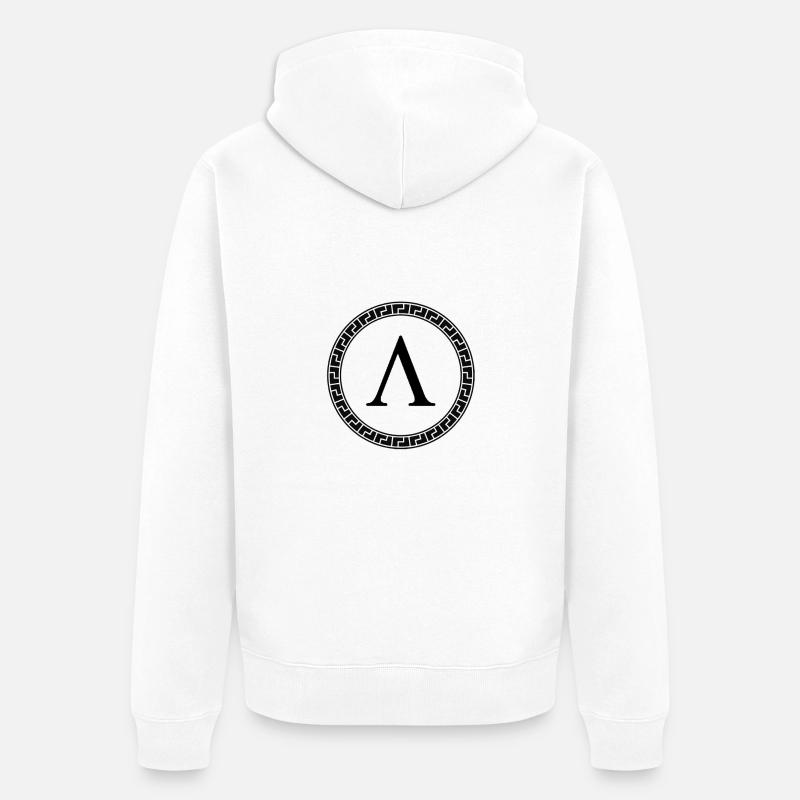 Symbole Lambda Spartiate - Veste à capuche bio Premium Unisexe - blanc