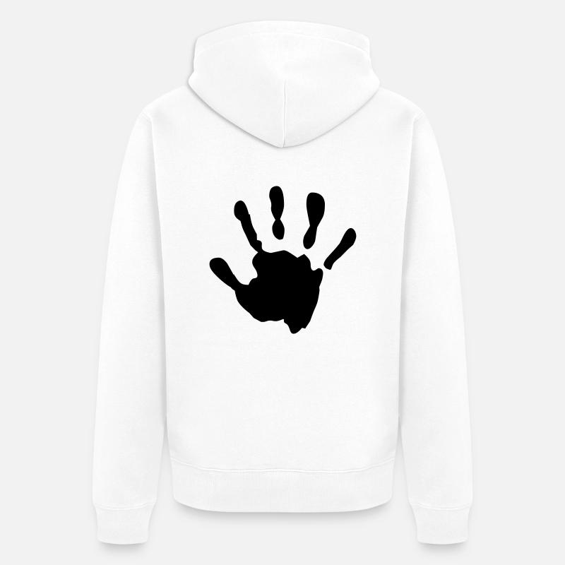 Bébé dans le ventre empreinte de main - Veste à capuche bio Premium Unisexe - blanc
