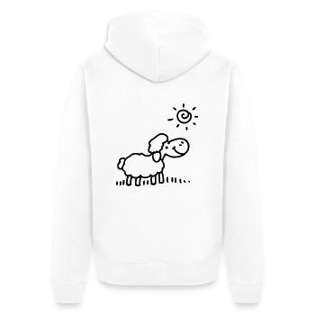 Schäfchen Sonne - line - Unisex Premium Bio Zip Hoodie - Weiß - Hinten - Thijin (182cm)