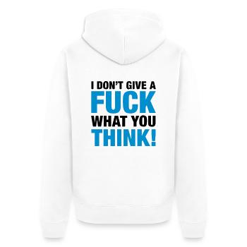fuck_what_you_think_2c - Unisex Premium Organic Zip Hoodie - white - Back - Thijin (182cm)