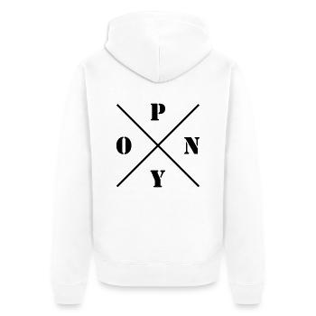 Pony Logo - Unisex Premium Organic Zip Hoodie - white - Back - Thijin (182cm)