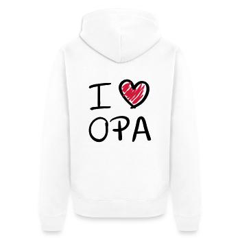 i Love Opa - Unisex Premium Bio Zip Hoodie - Weiß - Hinten - Thijin (182cm)