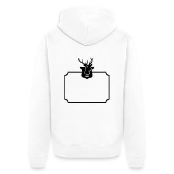Rahmen mit Hirsch-Trophähe / deer trophy frame (1c - Unisex Premium Bio Zip Hoodie - Weiß - Hinten - Thijin (182cm)