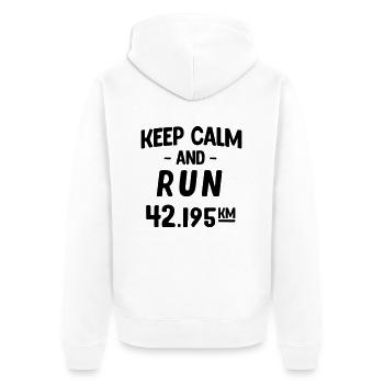 keep calm and run 42.195km - Veste à capuche bio Premium Unisexe - blanc - Dos - Thijin (182cm)