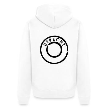 Utrecht - Unisex Premium Bio Zip Hoodie - Weiß - Hinten - Thijin (182cm)