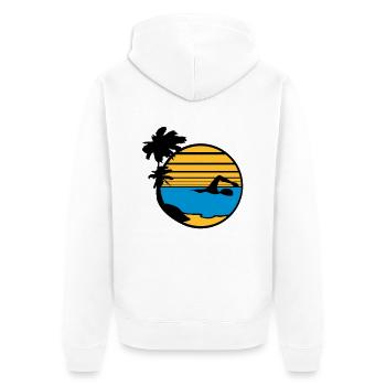 palmen insel urlaub ferien sonne strand schwimmen - Unisex Premium Bio Zip Hoodie - Weiß - Hinten - Thijin (182cm)