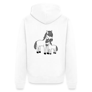 bébé enfant maman papa famille jeune poulain sweet ni - Veste à capuche bio Premium Unisexe - blanc - Dos - Thijin (182cm)