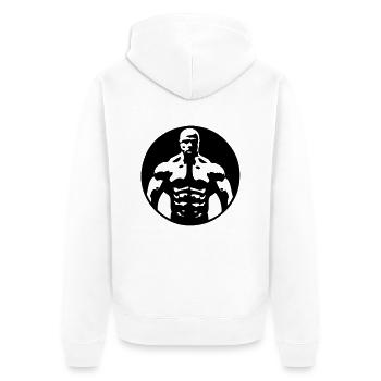 Bodybuilding Squad Logo - Unisex Premium Bio Zip Hoodie - Weiß - Hinten - Thijin (182cm)