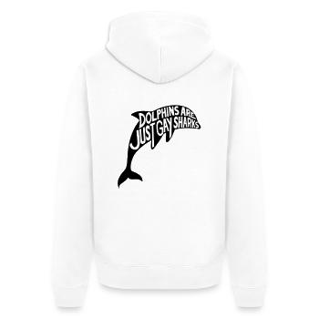Delphine sind gerade Homosexuell Sharks - Unisex Premium Bio Zip Hoodie - Weiß - Hinten - Thijin (182cm)