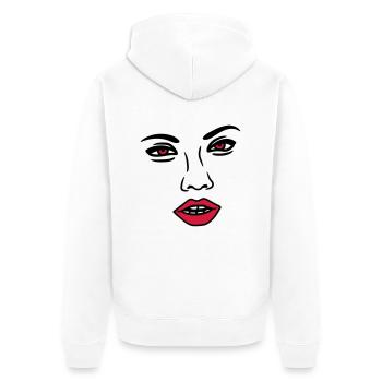 frau sexy nase gesicht kopf weiblich maedchen girl - Unisex Premium Bio Zip Hoodie - Weiß - Hinten - Thijin (182cm)