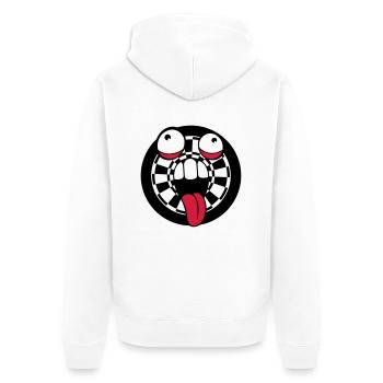 darts spielen verein pfeil zielscheibe verrueckt g - Unisex Premium Bio Zip Hoodie - Weiß - Hinten - Thijin (182cm)