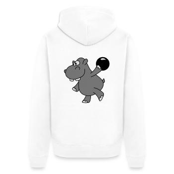 Hippo Bowling - Unisex Premium Organic Zip Hoodie - white - Back - Thijin (182cm)