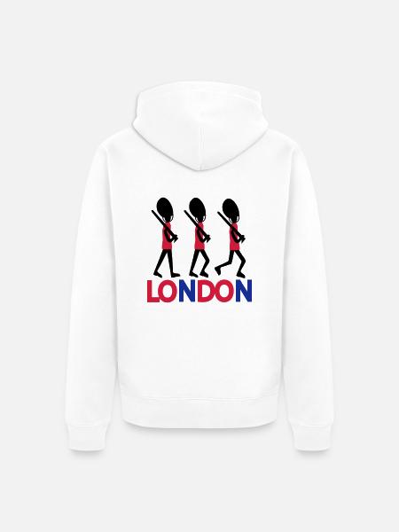 LONDON text Queen's guard - Unisex Premium Organic Zip Hoodie - white