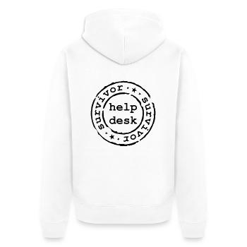 help desk survivor - Unisex Premium Organic Zip Hoodie - white - Back - Thijin (182cm)