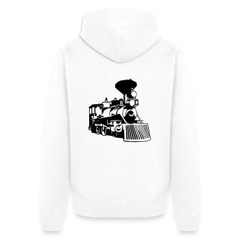 Dampflokomotive - Unisex Premium Bio Zip Hoodie - Weiß - Hinten - Thijin (182cm)