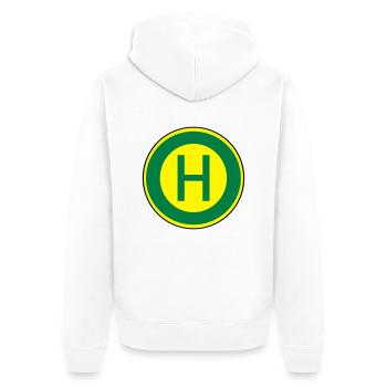 Haltestelle - Unisex Premium Bio Zip Hoodie - Weiß - Hinten - Thijin (182cm)