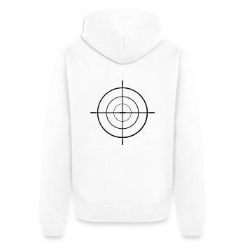 fadenkreuz - Unisex Premium Bio Zip Hoodie - Weiß - Hinten - Thijin (182cm)