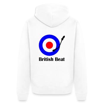 british beat - Unisex Premium Organic Zip Hoodie - white - Back - Thijin (182cm)