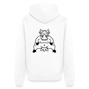 Grosse mamelle de vache grasse séance - Veste à capuche bio Premium Unisexe - blanc - Dos - Thijin (182cm)
