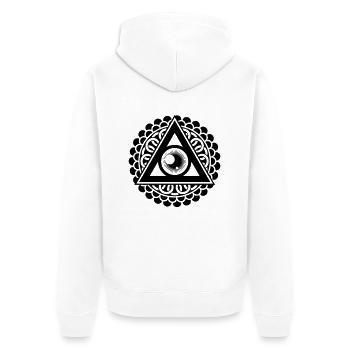 Illuminati Eye - Unisex Premium Organic Zip Hoodie - white - Back - Thijin (182cm)