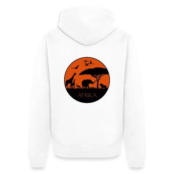 Afrika - Sonnenuntergang - Unisex Premium Bio Zip Hoodie - Weiß - Hinten - Thijin (182cm)