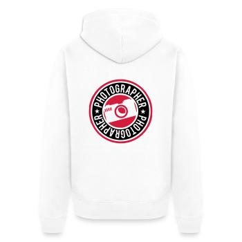 Stamp Design Photographer - Unisex Premium Bio Zip Hoodie - Weiß - Hinten - Thijin (182cm)