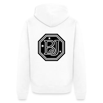 BJ monogram initial letters - Unisex Premium Organic Zip Hoodie - white - Back - Thijin (182cm)
