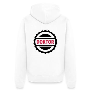 Doktor - Unisex Premium Bio Zip Hoodie - Weiß - Hinten - Thijin (182cm)