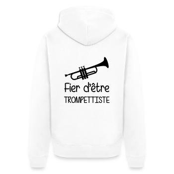 Trompete / Trompeter / Musik / Trumpet / Jazz - Unisex Premium Bio Zip Hoodie - Weiß - Hinten - Thijin (182cm)