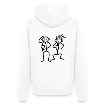 2 Strichmännchen trinken - Unisex Premium Bio Zip Hoodie - Weiß - Hinten - Thijin (182cm)