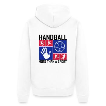 Handball Mosaik Block 2 - Unisex Premium Bio Zip Hoodie - Weiß - Hinten - Thijin (182cm)