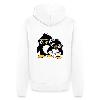 penguin father son daughter baby child pacifier win - Unisex Premium Organic Zip Hoodie - white - Back - Thijin (182cm)