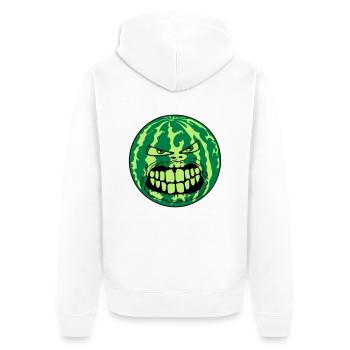 melone wassermelone monster gesicht horror hallowe - Unisex Premium Bio Zip Hoodie - Weiß - Hinten - Thijin (182cm)