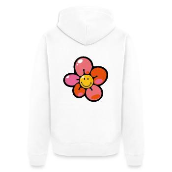 Smiley Pansy - Unisex Premium Organic Zip Hoodie - white - Back - Thijin (182cm)