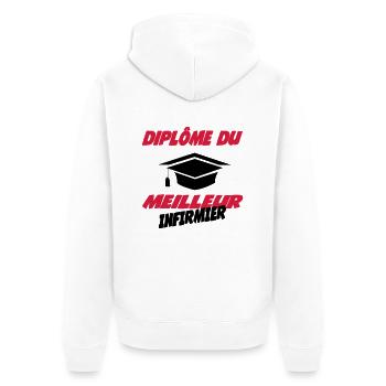 Diplôme du meilleur infirmier - Veste à capuche bio Premium Unisexe - blanc - Dos - Thijin (182cm)