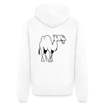 Kamel doof lieb - Unisex Premium Bio Zip Hoodie - Weiß - Hinten - Thijin (182cm)