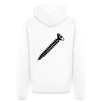 Schraube - Unisex Premium Bio Zip Hoodie - Weiß - Hinten - Thijin (182cm)