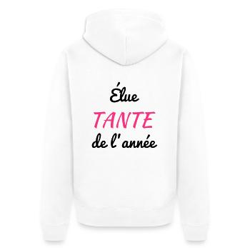 Aunt Aunty Tante Tata Baby Bébé Birth - Unisex Premium Organic Zip Hoodie - white - Back - Thijin (182cm)