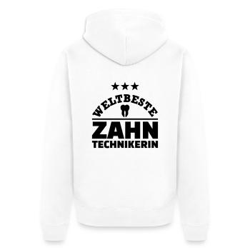 Zahntechnikerin - Unisex Premium Bio Zip Hoodie - Weiß - Hinten - Thijin (182cm)