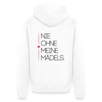 nie ohne meine maedels herz - Unisex Premium Bio Zip Hoodie - Weiß - Hinten - Thijin (182cm)
