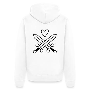 schwerter herz - Unisex Premium Bio Zip Hoodie - Weiß - Hinten - Thijin (182cm)