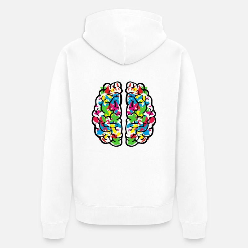 Creative colourful brain - Veste à capuche bio Premium Unisexe - blanc
