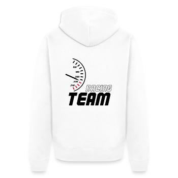 racing_team_01 - Unisex Premium Bio Zip Hoodie - Weiß - Hinten - Thijin (182cm)