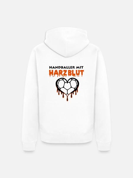 Handball Harzblut 2 - Unisex Premium Bio Zip Hoodie - Weiß
